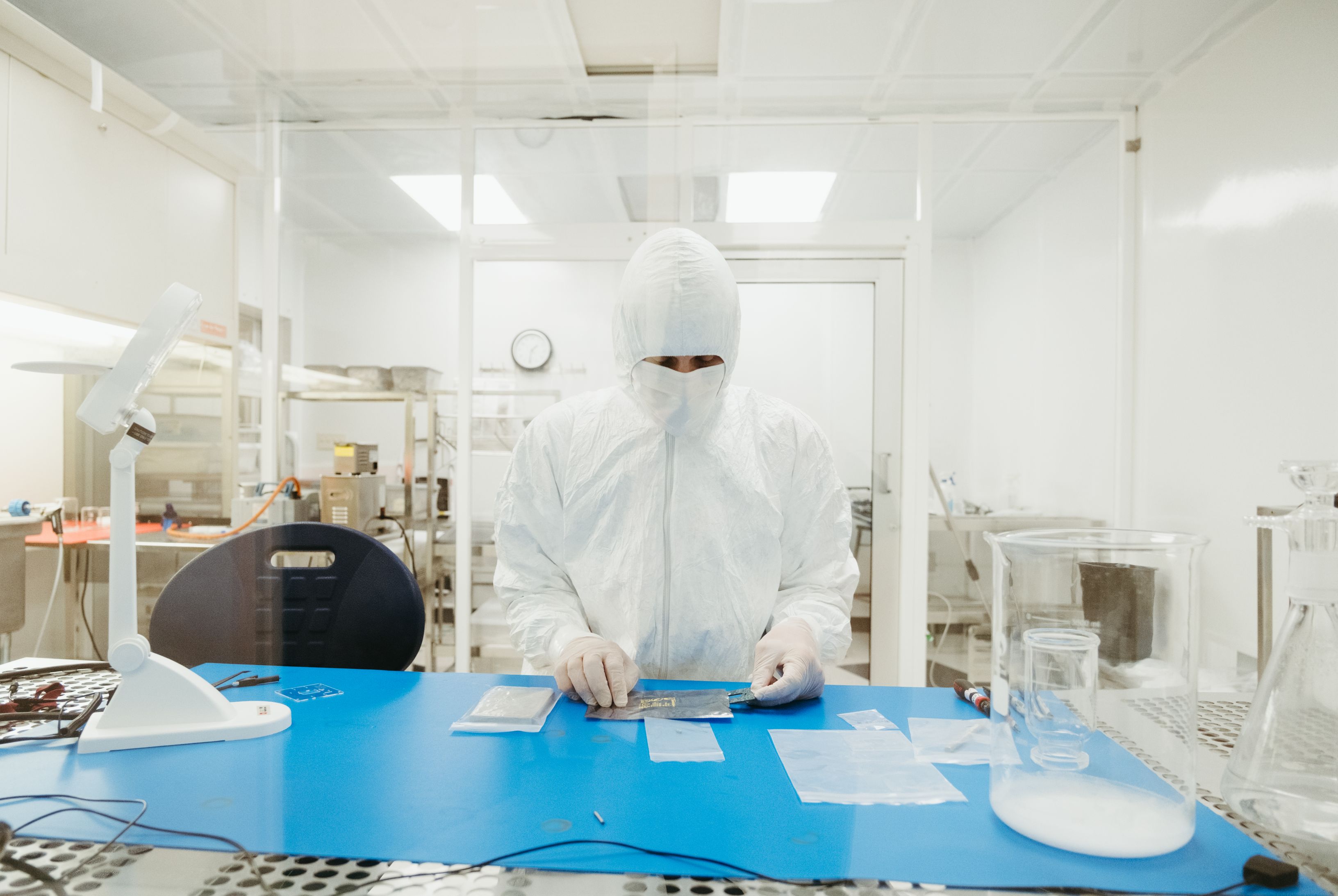Lab, Clean Room, White Hazmat Suit